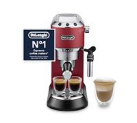 De'Longhi Dedica Style - Manual Espresso Machine Manual Milk Frother Red | Compact Coffee Machine, Espresso and Cappuccino, ESE Pods Suitable, Control Panel with Buttons, Width 15cm, EC685.R