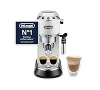 De'Longhi Dedica Style - Manual Espresso Machine Manual Milk Frother White | Compact Coffee Machine, Espresso and Cappuccino, ESE Pods Suitable, Control Panel with Buttons, Width 15cm, EC685.W