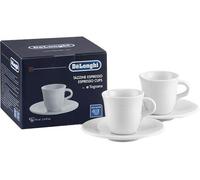 DELONGHI De'Longhi DLSC308 Ceramic Espresso Cups Twin Pack with Saucers 70ml White Delonghi White