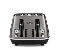 De'Longhi Distinta Titanium CTIN4003.TB, 4 Slot Toaster, Reheat, 6 Browning Settings, Defrost and Cancel Functions, Pull Crumb Tray, 1800W, Titanium Black