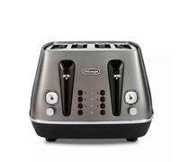 De'Longhi Distinta Titanium CTIN4003.TB, 4 Slot Toaster, Reheat, 6 Browning Settings, Defrost and Cancel Functions, Pull Crumb Tray, 1800W, Titanium Black