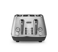 De'Longhi Distinta X Design 4 Slice Toaster, Dual Browning Control, Reheat/Defrost/Bagel Function CTI4003.M - Brushed Steel, Silver