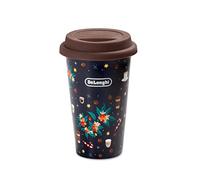 De'Longhi DLSC075 Thermal Mug, Thermal Cup for Hot and Cold Drinks, Double Wall Ceramic Thermos, Non Slip Silicone Cap, Capacity 300 ml