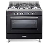 DeLonghi DVRS916-DF/BL 90cm Dual Fuel Range Cooker, Gloss Black, A Rated