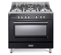 DeLonghi DVRS916-DF/BL 90cm Dual Fuel Range Cooker, Gloss Black, A Rated