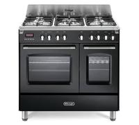 DeLonghi DVTR906-DF/BL 90cm Dual Fuel Range Cooker, Black, A Rated