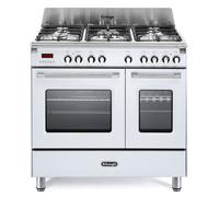 Delonghi DVTR906DFWH 90cm Wide Vintage Dual Fuel Range Cooker in White