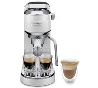 De'Longhi Dedica Duo EC890.WI, Traditional Barista Pump Machine, Espresso And Cold Brew, Manual Coffee Machine with My LatteArt Steam Wand, 15 cm Wide, 2 Espresso, Touch Display, Mug up to 13cm, White