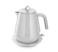 De'Longhi Eclettica BPA Free Metal Kettle KBY3001.W, Customisable Design Rapid Boil Electric Kettle, 1.7L Large Capacity, Anti Scale Filter, Swivel Base, Cord Storage, Stainless Steel, 3000W, White