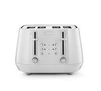 De'Longhi Eclettica BPA Free Metal Toaster CTY4003.W, 4 Slot Toaster with Reheat and Defrost Functions, Control Panels, Progressive Browning Levels, Pull Crumbs Trays, Stainless Steel, 1800W, White