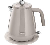 De'Longhi Eclettica BPA Free Metal Kettle KBY3001.BG, Customisable Design Rapid Boil Electric Kettle, 1.7L Large Capacity, Anti Scale Filter, Swivel Base, Cord Storage, Stainless Steel, 3000W, Beige