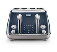 De'Longhi CTOC4003.BL Icona Capitals 4-Slice Toaster with Defrost, Reheat & Bagel Functions