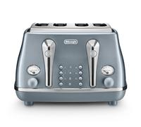 De’Longhi Icona Metallics 4-Slice Toaster 1800W with Defrost & Bagel Functions