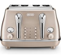 DELONGHI Icona Metallics CTOT4003.BG 4-Slice Toaster - Beige, Blue