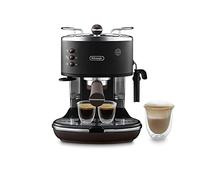 De'Longhi Icona Vintage - Espresso Machine Manual Milk Frother Black | Espresso and Cappuccino Maker, Ground Coffee or ESE Pods, Control Panel with Buttons, 1100W, ECOV311.BK
