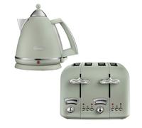 DELONGHI Kettle 1.7L & 4 Slice Toaster Set, Argento in Green | Size: 2 Pack Delonghi Green 2 Pack