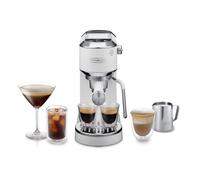 De'Longhi Dedica Duo EC890.WI, Traditional Barista Pump Machine, Espresso And Cold Brew, Manual Coffee Machine with My LatteArt Steam Wand, 15 cm Wide, 2 Espresso, Touch Display, Mug up to 13cm, White
