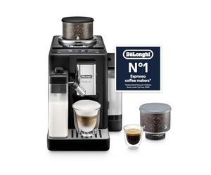De'Longhi Rivelia - Automatic Coffee Machine 16 One-Touch Drinks Black | Bean to Cup, Hot LatteCrema Automatic Milk Frother, Interchangeable Coffee Beans Hoppers, Colour Display, EXAM440.55.B