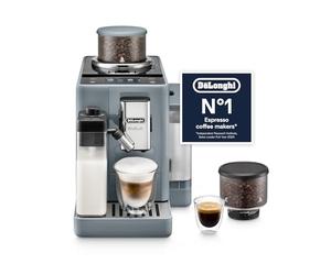 De'Longhi Rivelia - Automatic Coffee Machine 16 One-Touch Drinks Grey | Bean to Cup, Hot LatteCrema Automatic Milk Frother, Interchangeable Coffee Beans Hoppers, Colour Display, EXAM440.55.G