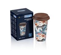 De'Longhi Travel Mug Double Wall Thermos for Hot and Cold Drinks, Easy to Carry, Silicone Non-Slip Case, 300ml Capacity, DLSC067