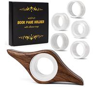 Delonial Book Page Holder Keep Book Open Wooden Walnut Thumb Reader 5 Silicone Rings Reading Lovers Accessories Handmade Gifts Women Spreader Bookmark
