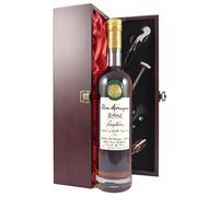 Delord Freres Bas Armagnac Napoleon 70 CL presented in a silk lined wooden box with four wine accessories 1 x 700ml.