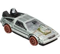 Hot Wheels Die Cast Back To The Future De Lorean 1955 Version of Rails Back to the Future - 1:64 Scale 7 cm - Premium Pop Culture, Metallic