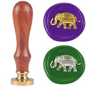 DELORIGIN 1" Art Elephant Wax Seal Stamp Animal Sealing Stamps Removable Brass Head Seal Stamp with Wooden Handle Sealing Wax for Wedding Greeting Card Letter Invitations Gift Card Envelope