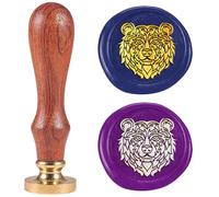 DELORIGIN 1" Bear Totem Wax Seal Stamp Art Animal Pattern Sealing Stamps Removable Brass Head with Wooden Handle Sealing Wax for Greeting Card Letter Invitations Gift Card Envelope