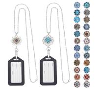 DELORIGIN 1 Box ID Badge Lanyard Necklace Women Teacher Office Lanyard ID Holder Clip 24pcs Interchangeable Snap Button Charms Lanyard with 2pcs Base Chain Necklace Kit for Cruise Keys Keychain Phone