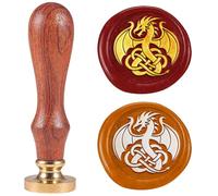 DELORIGIN 1" Dragon Celtic knot Wax Seal Stamp Retro Sealing Stamps Removable Brass Head Seal Stamp with Wooden Handle Sealing Wax for Greeting Card Letter Invitations Gift Card Envelope Packing Craft