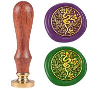 DELORIGIN 1" Leaf Snake Wax Seal Stamp, Retro Sealing Stamps Removable Brass Head with Wooden Handle Novelty Seal Stamp Sealing Wax for Envelope Greeting Card Gift Letter Invitations Decoration