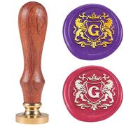 DELORIGIN 1" Lion Emblem Letter G Wax Seal Stamp Alphabet Sealing Stamps Removable Brass Head Seal Stamp with Wooden Handle Sealing Wax for Greeting Card Letter Invitations Gift Card Envelope Craft
