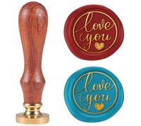 DELORIGIN 1" Love you Wax Seal Stamp Retro Sealing Stamps Removable Brass Head Seal Stamp with Wooden Handle Sealing Wax for Envelope Greeting Card Letter Wedding Invitations Gift Wrapping Decor