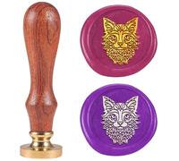DELORIGIN 1" Mandala Cat Wax Seal Stamp Retro Sealing Stamps Removable Brass Head Seal Stamp with Wooden Handle Sealing Wax for Greeting Card Letter Invitations Wedding Envelope Birthday