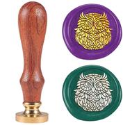 DELORIGIN 1" Owl Totem Wax Seal Stamp Art Animal Pattern Sealing Stamps Removable Brass Head with Wooden Handle Sealing Wax for Greeting Card Letter Invitations Gift Card Animal Lover