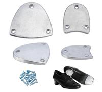 DELORIGIN 1 Pair Aluminum Alloy Shoe Heel Plates Metal Sole Protector Pads 2.4"x2.7" Sole Guard Taps Repair Kit with Screw Nails for Leather Shoe Tap Dance Shoes Boots Heel Replacement