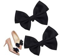 DELORIGIN 1 Pair Black Bow Shoe Clips Wedding Bow Shoe Buckles Bridal Removable Shoe Clips Bowknot Shoe Buckle Bag Clothing Hair Decorations for Women Party Heels Flats Pumps Craft Accessories