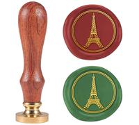 DELORIGIN 1" Paris Tower Wax Seal Stamp Retro Sealing Stamps Removable Brass Head Seal Stamp with Wooden Handle Sealing Wax for Envelope Greeting Card Letter Wedding Invitations Gift Wrapping Decor