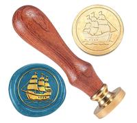 DELORIGIN 1" Sailboat Wax Seal Stamp Retro Sealing Stamps Removable Brass Head Seal Stamp with Wooden Handle Sealing Wax for Envelope Greeting Card Letter Wedding Invitations Gift Wrapping Decor