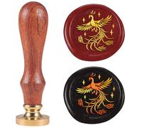 DELORIGIN 1" Wax Seal Stamp Phoenix, Retro Sealing Stamps Removable Brass Head with Wooden Handle Novelty Seal Stamp Sealing Wax for Envelope Greeting Card Gift Letter Invitations Decoration