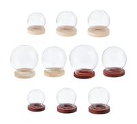 DELORIGIN 10 Size Glass Display Dome With 2 Colors Wood Base Round Glass Cloche Clear Display Dome Globe Cover Stand for Plants Flower Specimens Display Snow Globe Gift Festival Decoration