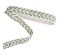 DELORIGIN 10 Yards Jacquard Ribbon Green Woven Ribbon Leaf Pattern Embroidery Webbing Strap Lace Trim for Sewing DIY Crafts Curtain Home Decor Backpack Straps Gift Bouquet Packaging (1inch)