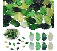 DELORIGIN 100PCS Leaf Glass Beads Translucent Crystal Bead Bulk Glass Spacer Beads 5 Colors Leaves Pendant Charms for Jewelry Making Bracelets Necklace Earrings Key Chains Wind Chimes DIY Crafts