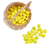DELORIGIN 100pcs Mini Artificial Lemon Faux Fruit Lemon Summer Realistic Kitchen Fruit Lifelike Simulation Home Decor for Lemonade Table Cabinet Thanksgiving Party Fruits Photography Prop