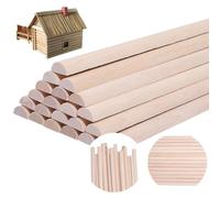 DELORIGIN 100pcs Wooden Dowel Rods 17.4in x 0.5in Half Round Wood Dowels Sticks Split Unfinished Wooden Rods Molding Trim Slats for Feature Wall Log Cabin DIY Crafts Home Decoration
