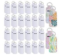 DELORIGIN 104Pcs Sublimation Lipstick Holder Keychain Blank Chapstick Holder Bulk Portable Lip Balm Clip-on Sleeve Neoprene Travel Key Ring Holders for Purse Backpack DIY Craft Supplies