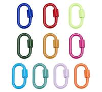 DELORIGIN 10Pcs Alloy Carabiner Lock Screw 10 Color Keyring Buckle 1.4x0.86inch Carabiner Clip Climbing Lock Snap Hooks Clip DIY Jewelry Oval Ring Clasps for Handbag Keychains Necklace Bracelet