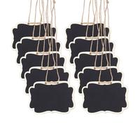 DELORIGIN 10pcs Blackboard Slate Decanter Tag 2.5x3.5 Inch Mini Wooden Chalkboard Signs Custom Liquor Decanter Labels with Hanging String Message Boards Labels for Wedding Party Wine Bottle Whiskey