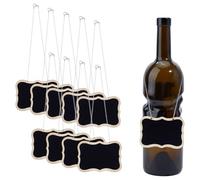 DELORIGIN 10pcs Chalkboard Tags with 304 Stainless Steel Chain Wooden Blackboard Slate Decanter Tag Chalkboard Signs Custom Liquor Decanter Labels Message Boards for Wedding Whiskey Wine Bottle